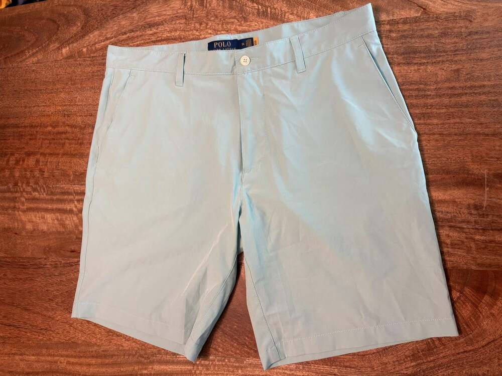 Polo Ralph Lauren Shorts Mens 34 Light Blue Chino Stretch 9 Inseam